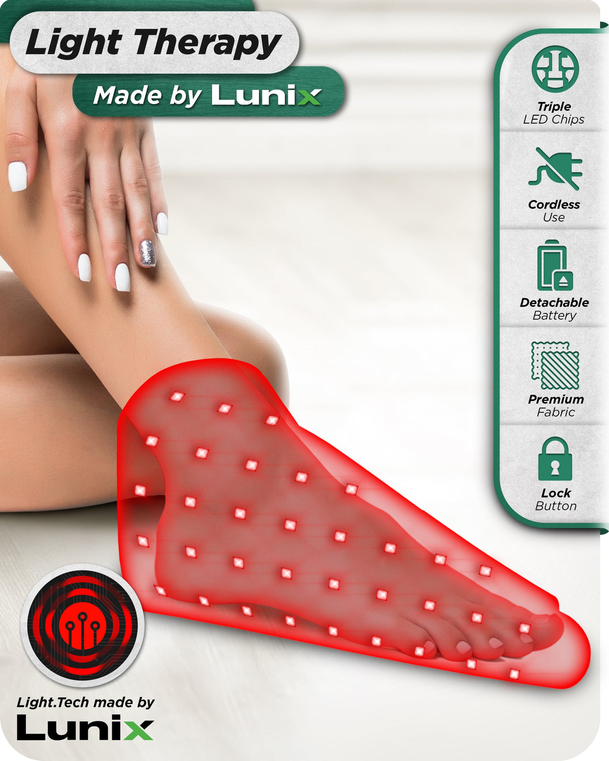 LX24 Red Light Therapy for Feet,  Charcoal Black