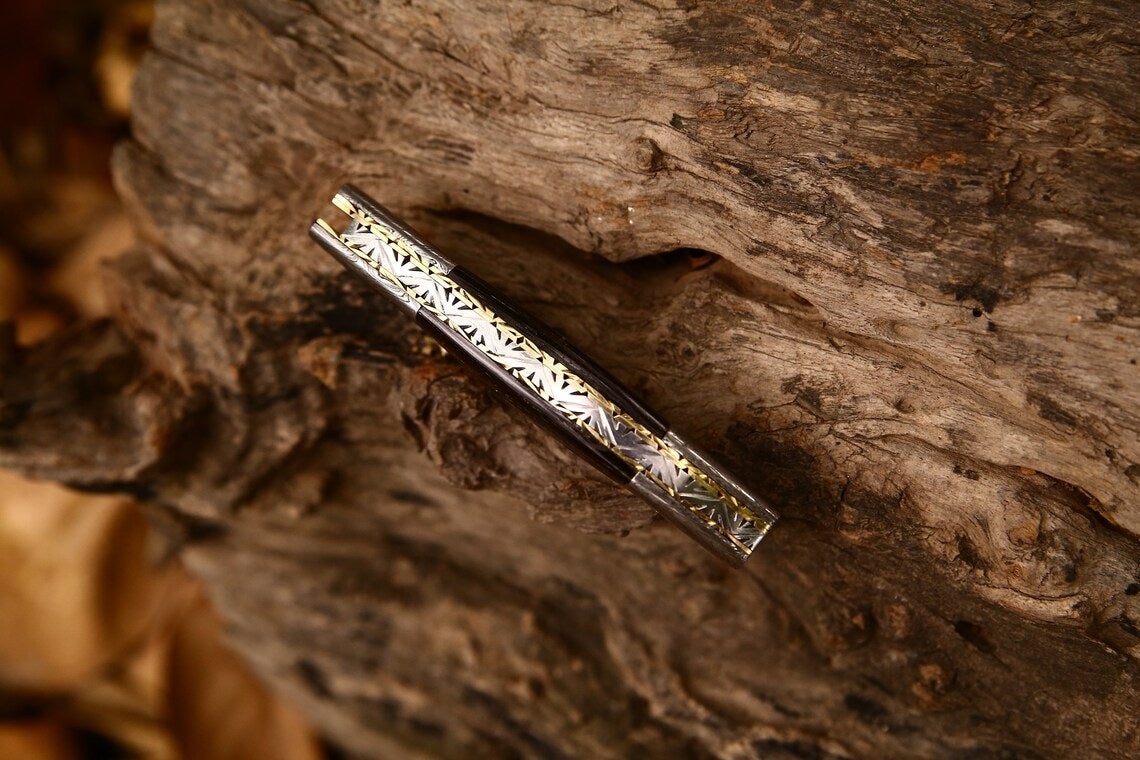 Custom Handmade Damascus Steel Tanto Blade EDC Folding Pocket Knife | 3-Inch Blade, Wenge Wood Handle, Leather Case | Groomsman Gift