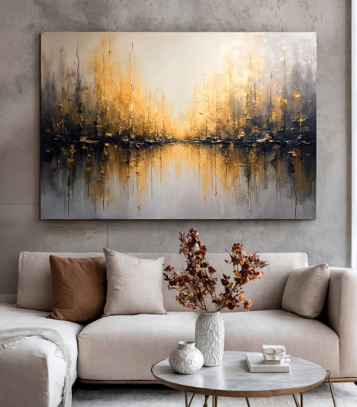 Golden Reflections Abstract Wall Art