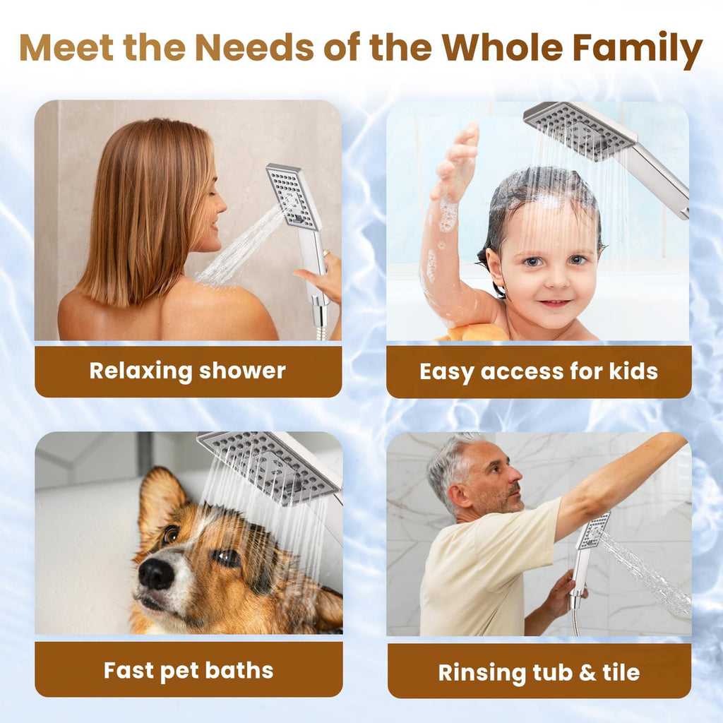 Dual Shower Head-Rain Shower Head with Handheld Shower Set, Diverter