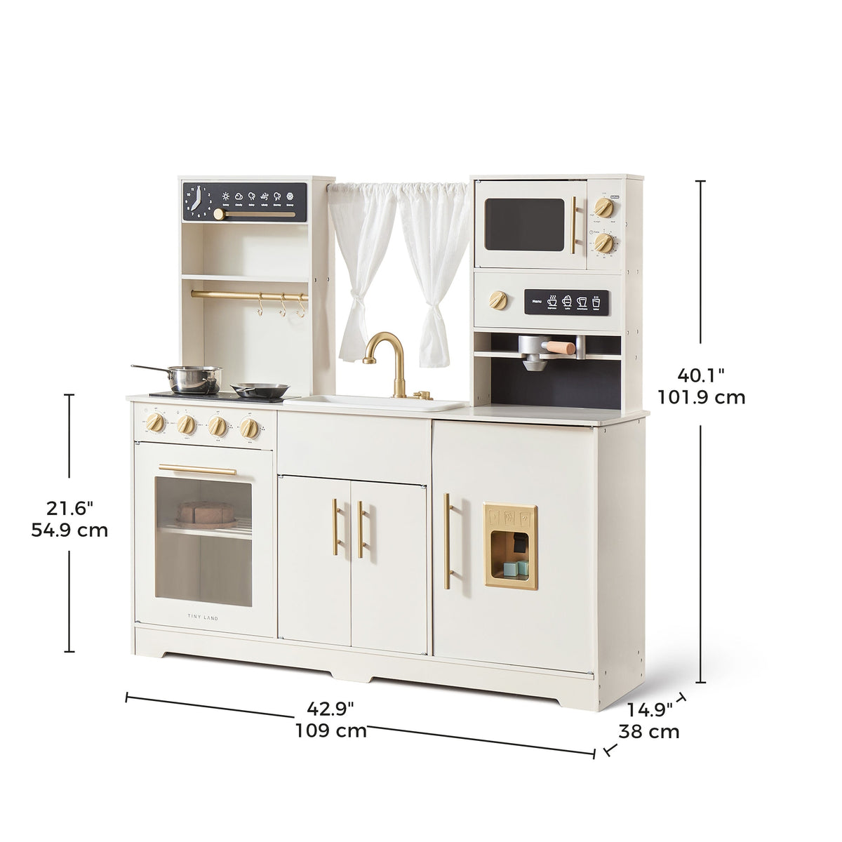 Tiny Land® Play Kitchen with Running Water - Iconic Aqua Kitchen in Cream