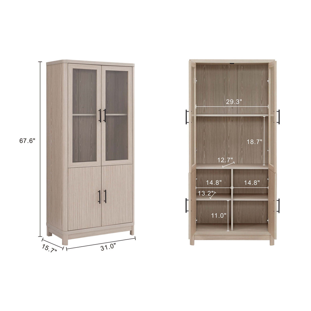 Jodie - Bookcase Cabinet With 6 Adjustable Shelves - Oak