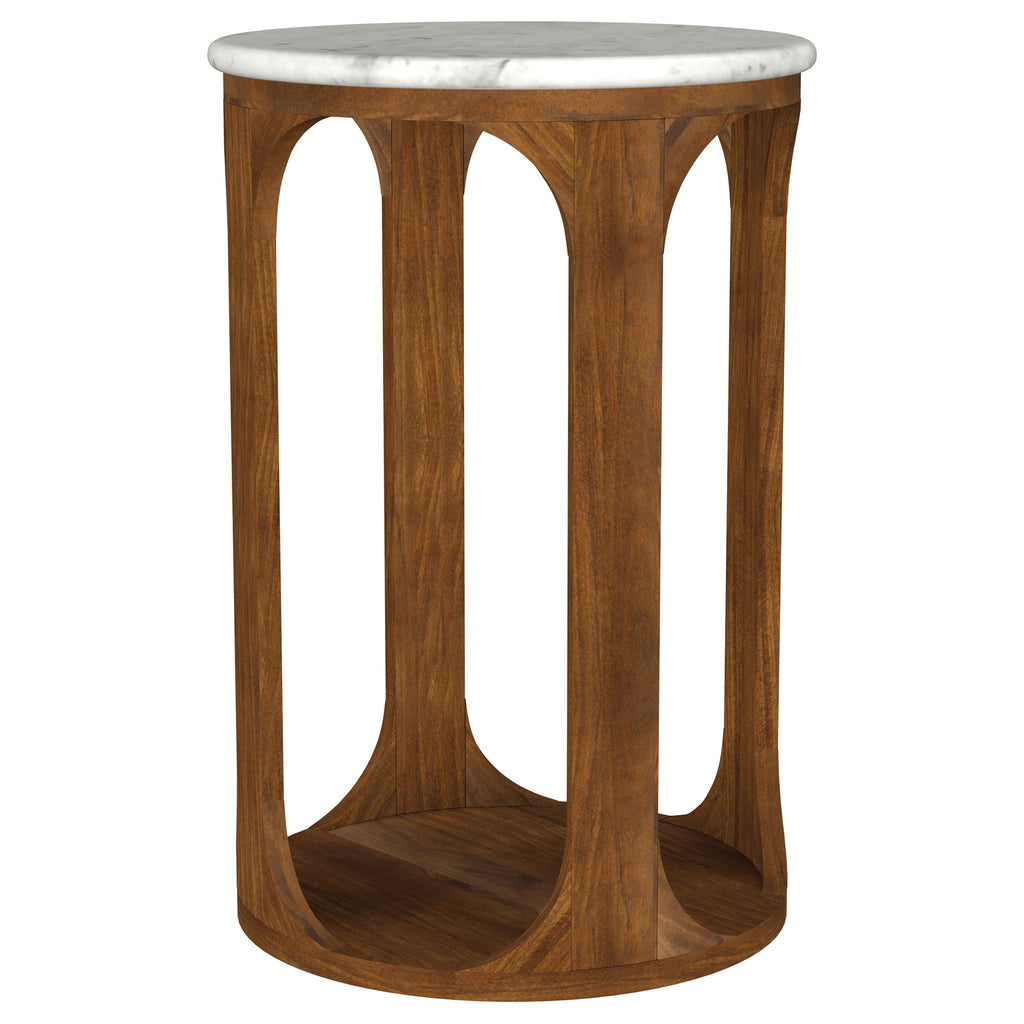 Eaton - Round Side Table - Brown / White