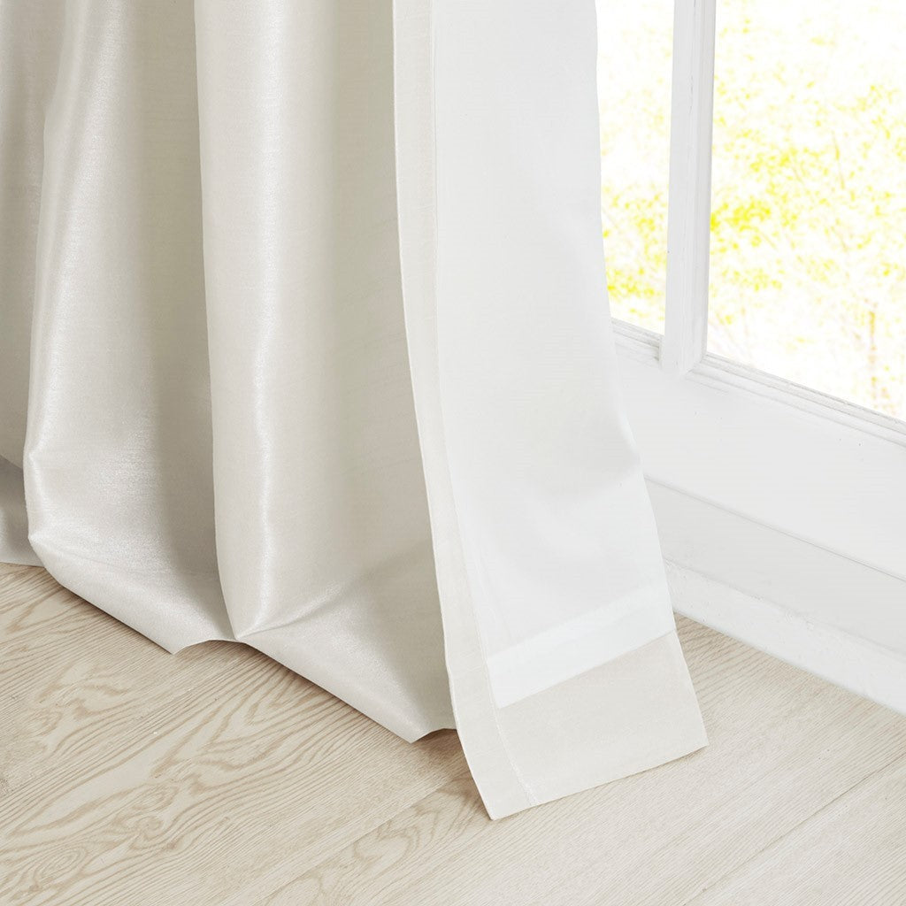 Twist Tab Lined Window Curtain Panel White 50x95