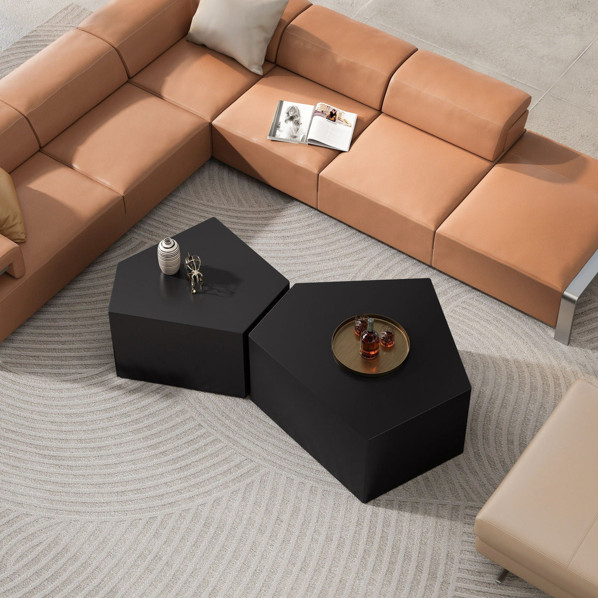 Irregular Pentagon Nesting Coffee Table Set