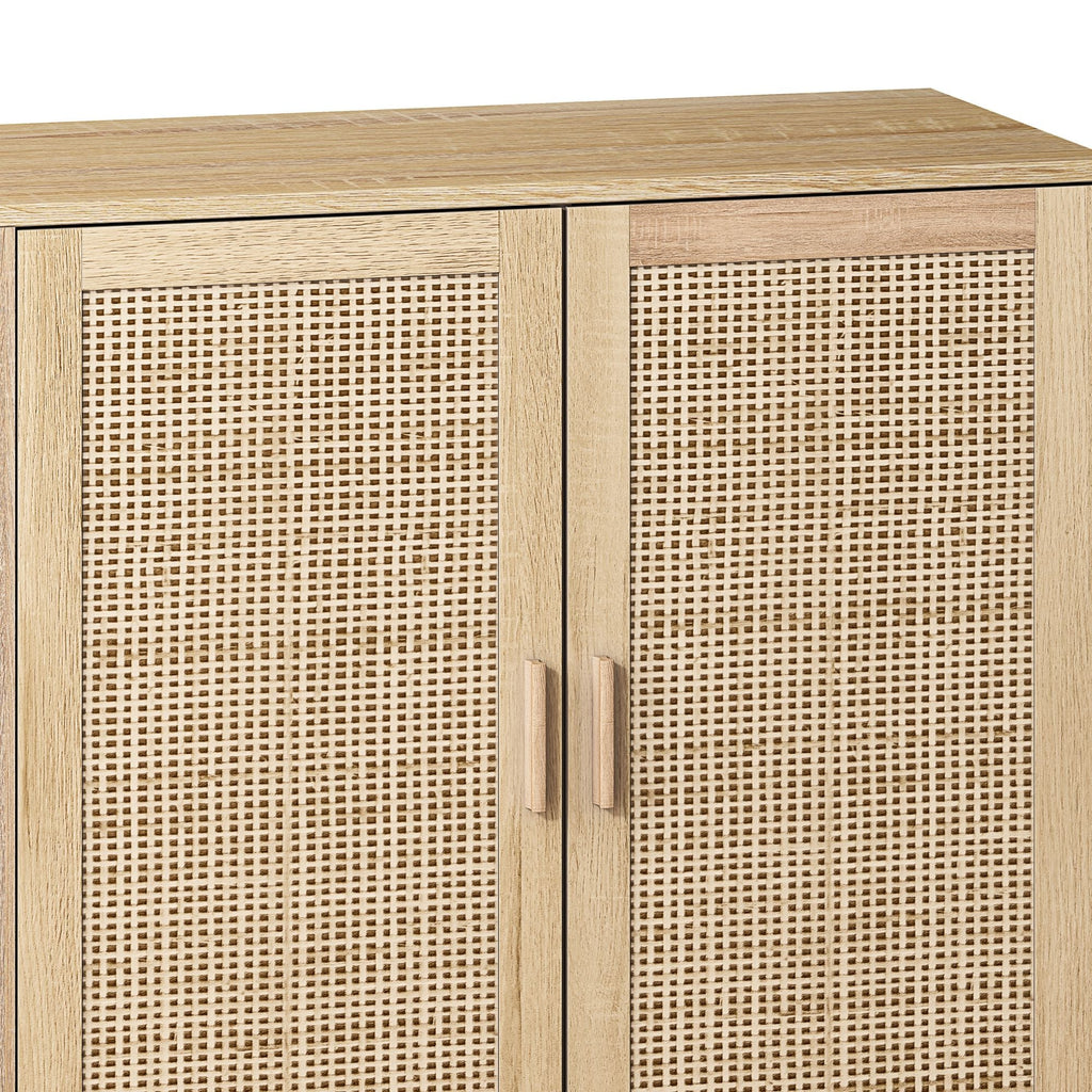 Elegant And Functional 4 Door Rattan Decorative Storage Cabinet