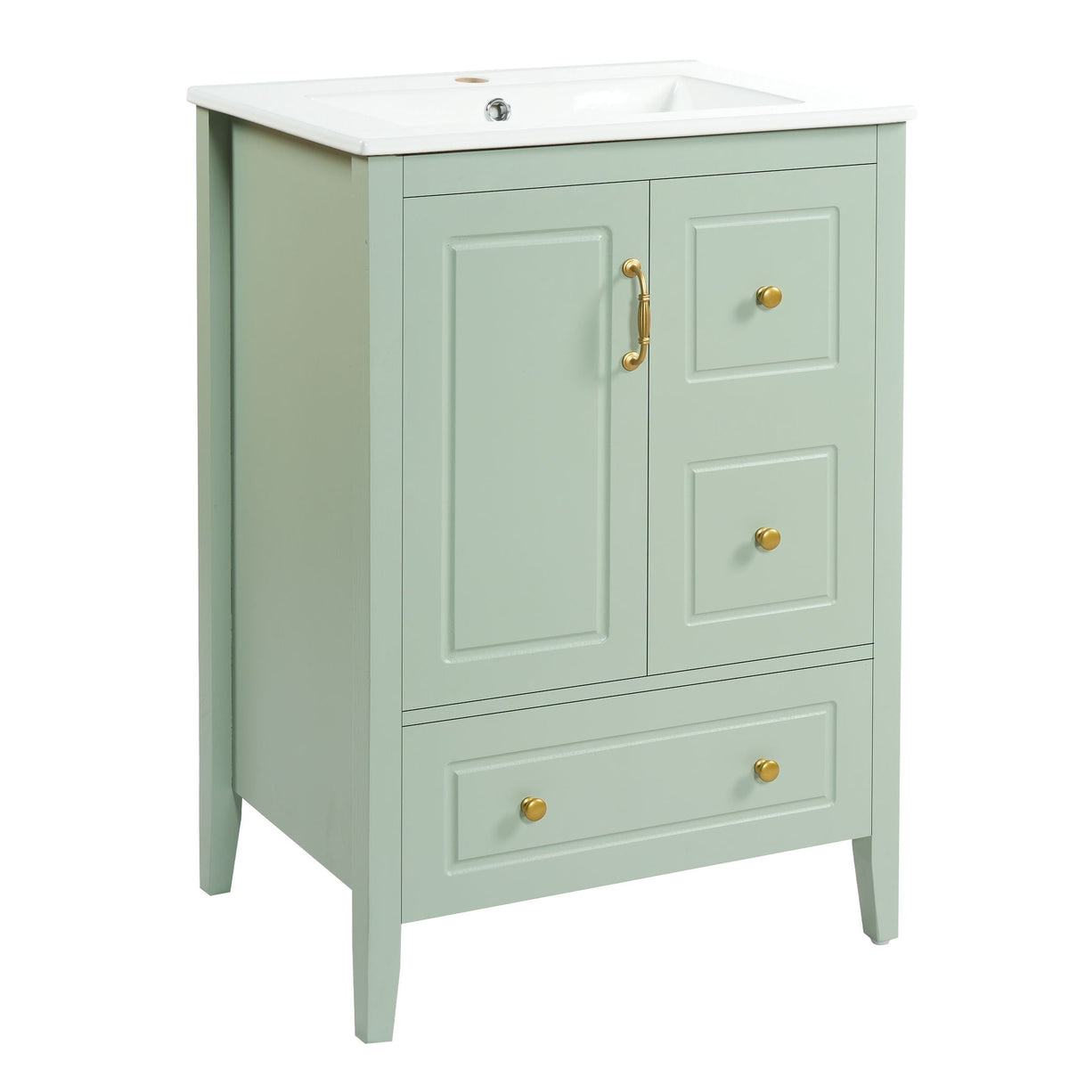 Retro Bathroom Vanity With Sink, Soft Closing Cabinet & Drawers