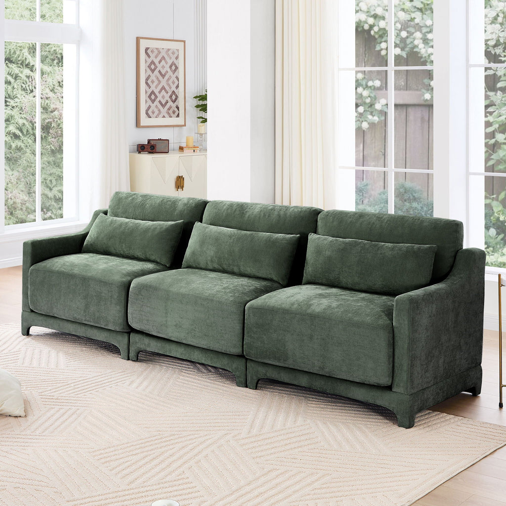Elegant Sofa With Ergonomic Design And Lumbar Pillows