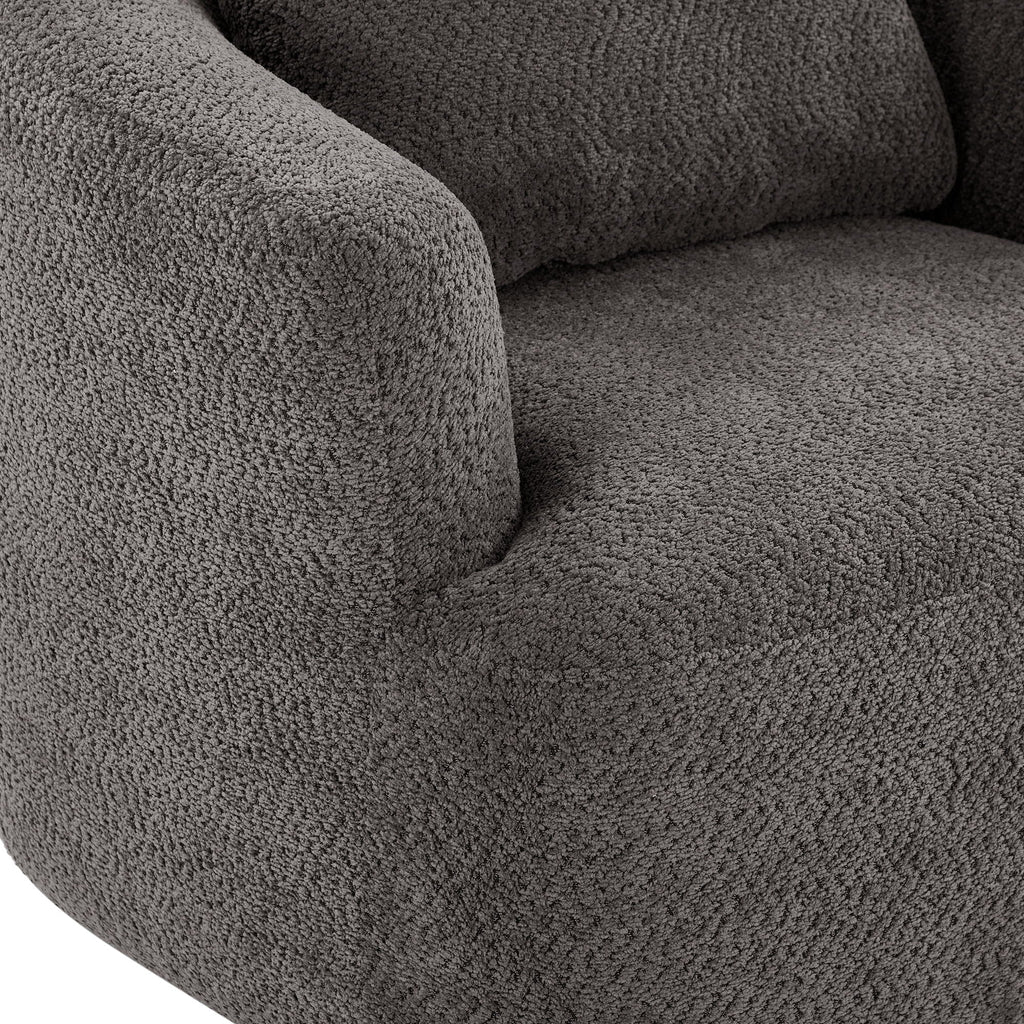 360° Swivel Barrel Sofa Chair With Throw Pillow, Upholstered Accent Chair