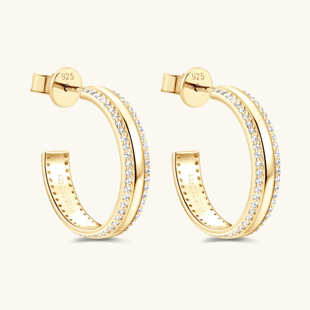 Pure Sterling Silver Inlaid Sparkala™ C-Hoop Earrings