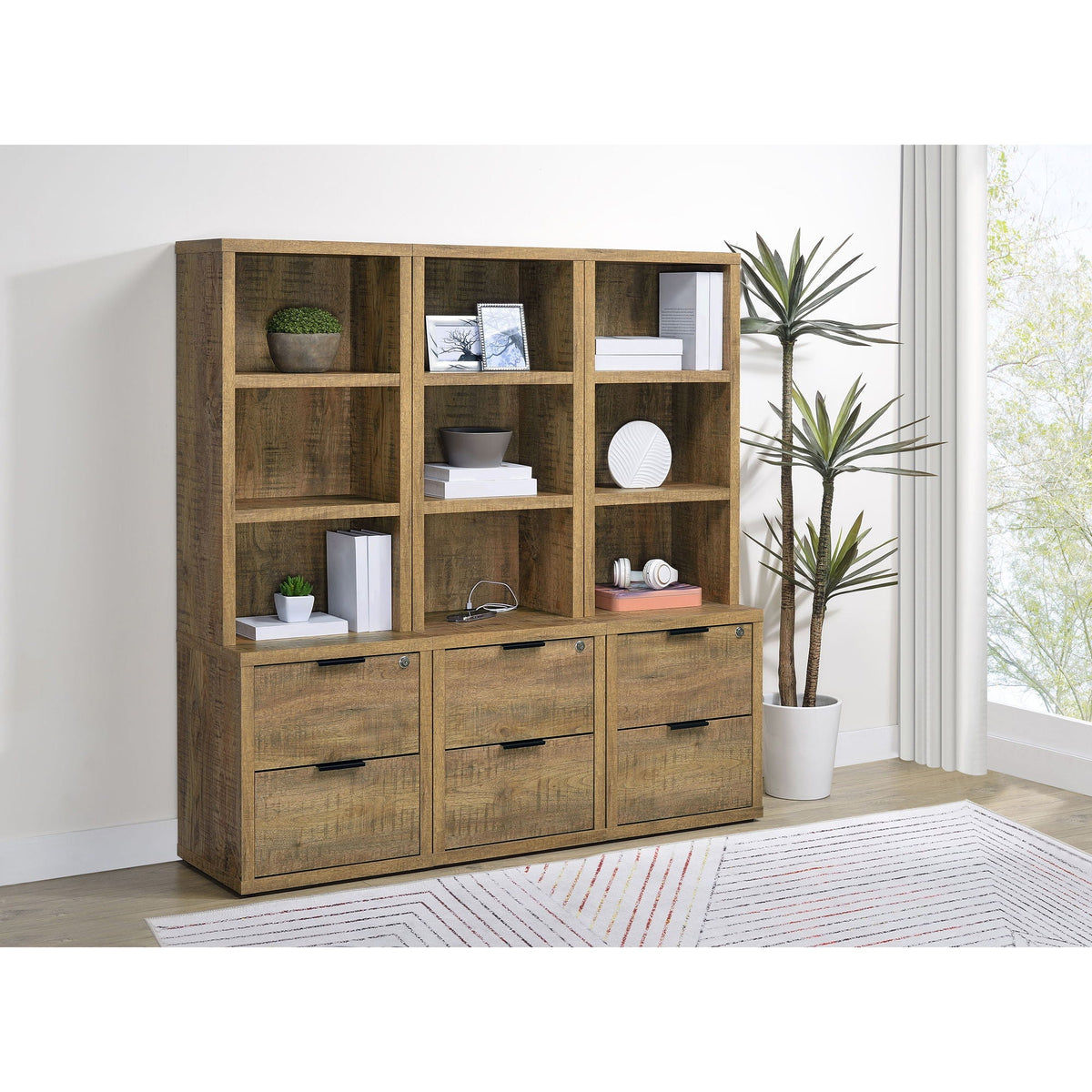 Geary - 3 Piece Wall Unit Bookcase Set With USB Storage