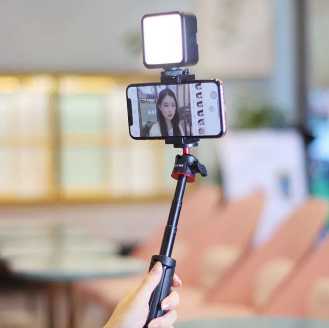 Vlog Selfie Stick with LED Fill Light & Tripod Stand