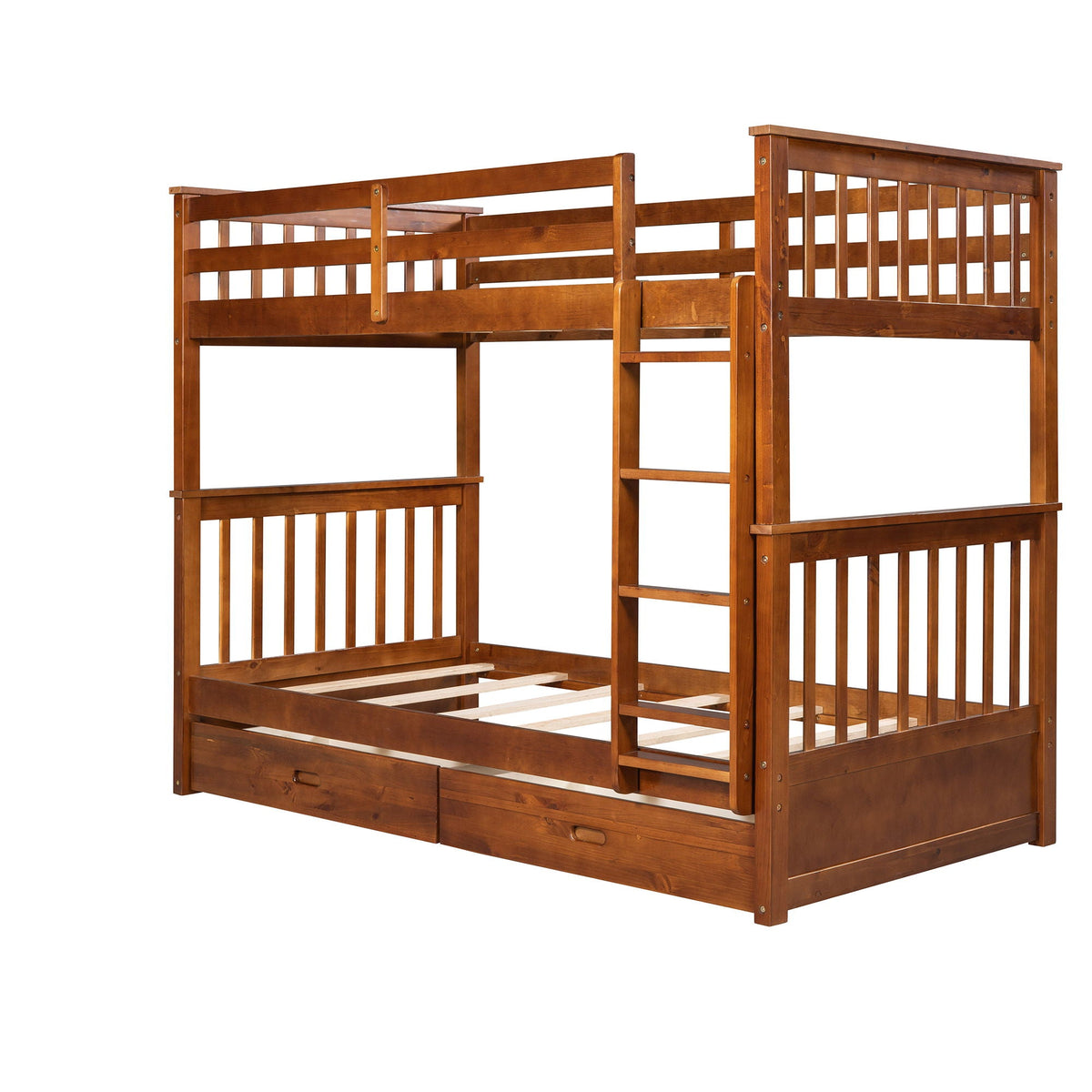 Bunk Bed With Ladders And 2 Storage Drawers