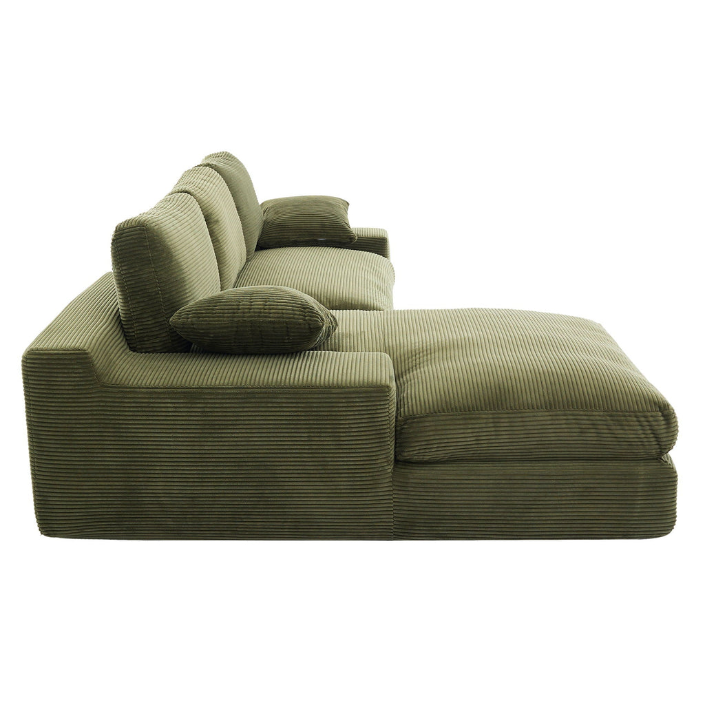 Compressed Sofa With 3 Back Cushions, 2 Throw Pillows