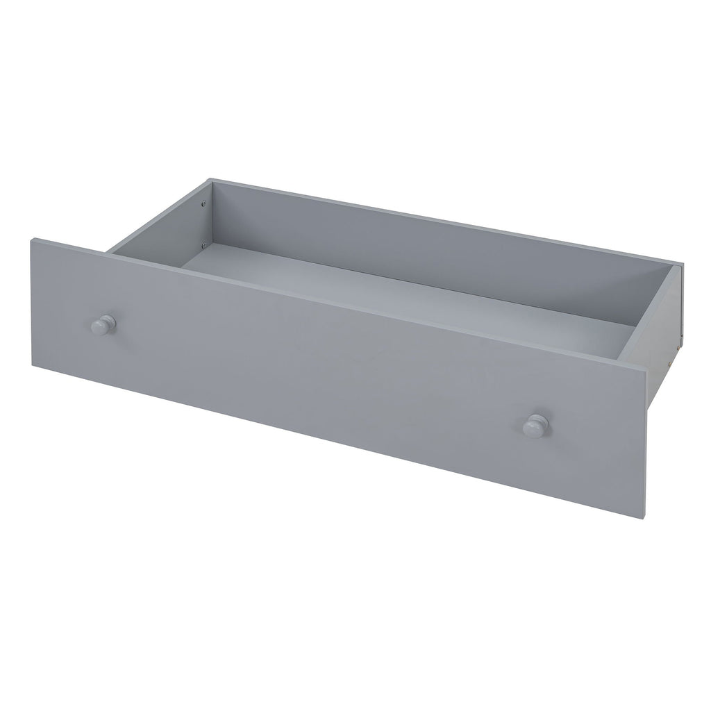 Loft Platform Bed With 7 Drawers And Full Guardrails, Modern L Shaped Space Savin