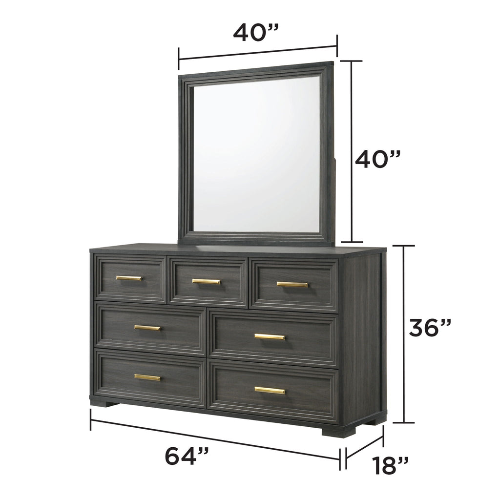 Colorado - Square Mirror (Dresser Not Included) - Charcoal