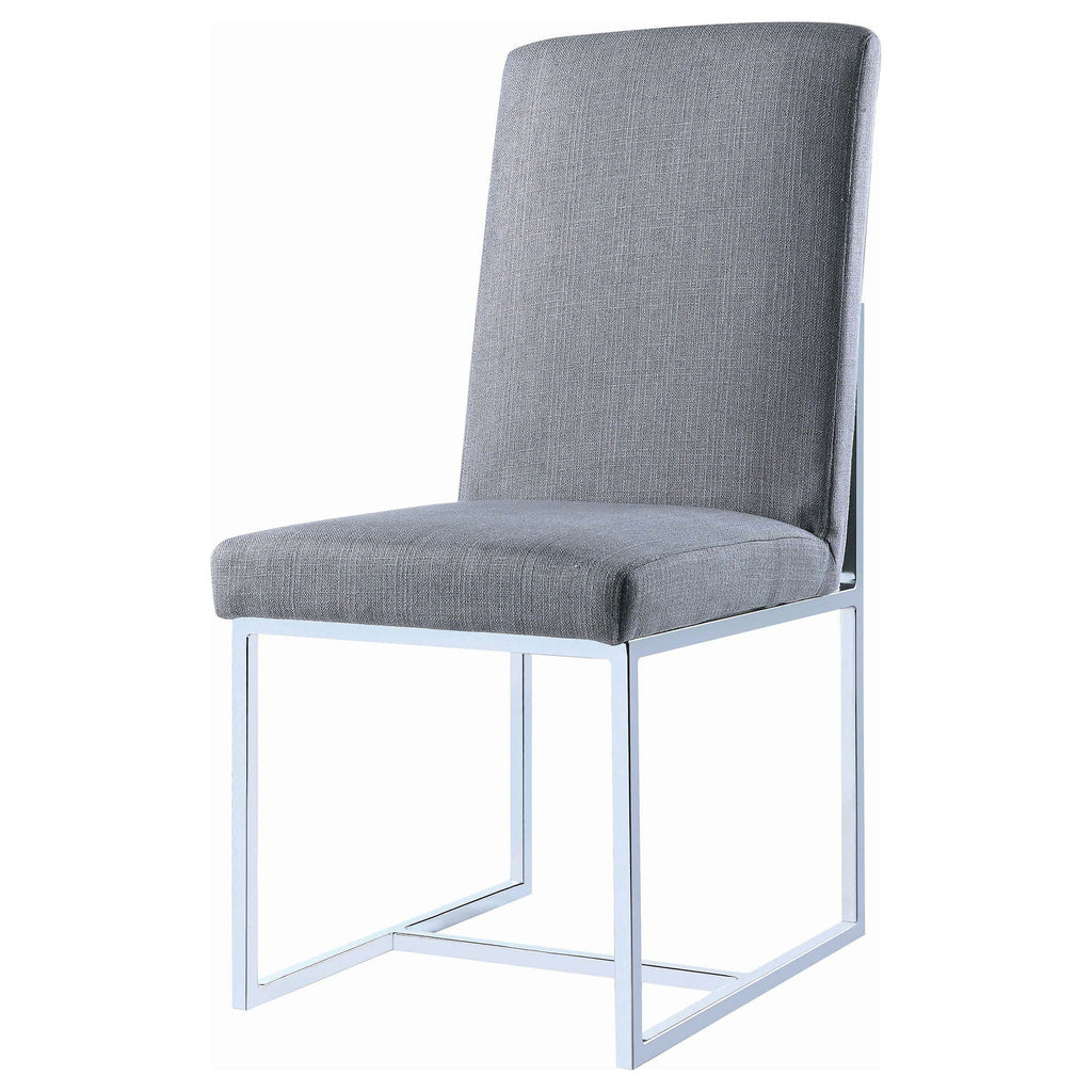 Upholstered Dining Chair Set With Base (Set of 2) - Gray