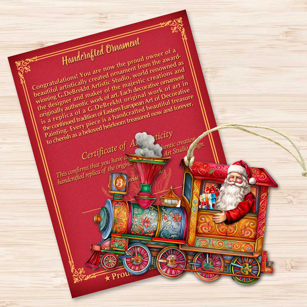 Santa's Train Wooden Ornaments Set of 3 by G. Debrekht - Christmas Décor - 8100202S3