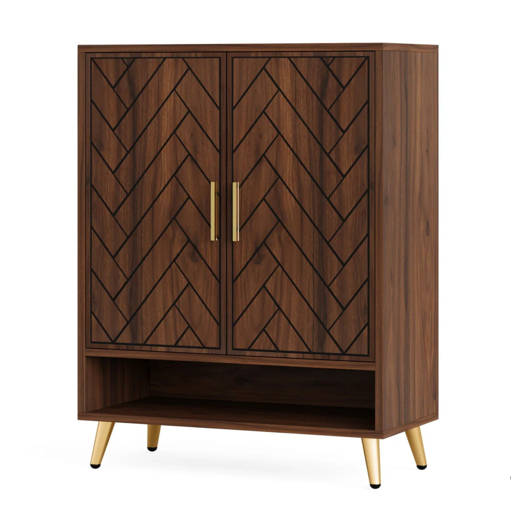 6 Tier Wooden Entryway Shoe Cabinet, Wide Storage Unit For 24 Pairs Of Shoes - Walnut