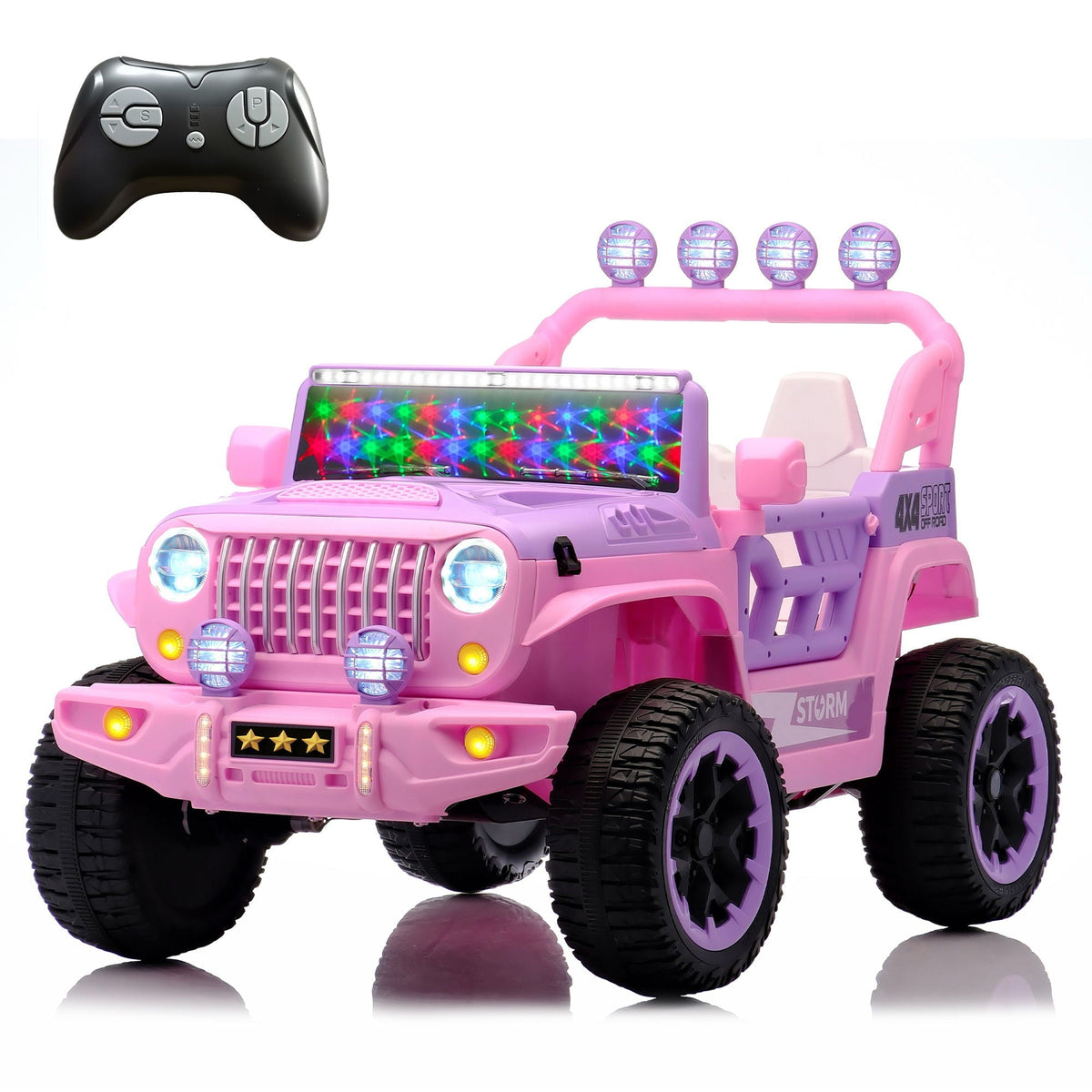 Electric Car With Remote Control, Colorful LED Lights, USB & MP3