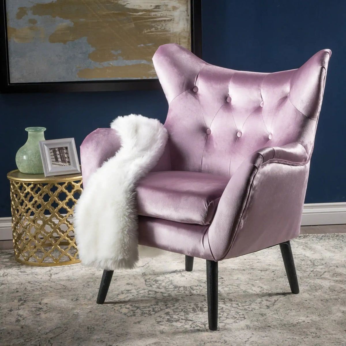 Alyssa Mid Century Upholstered Arm Chair With Wingback Design