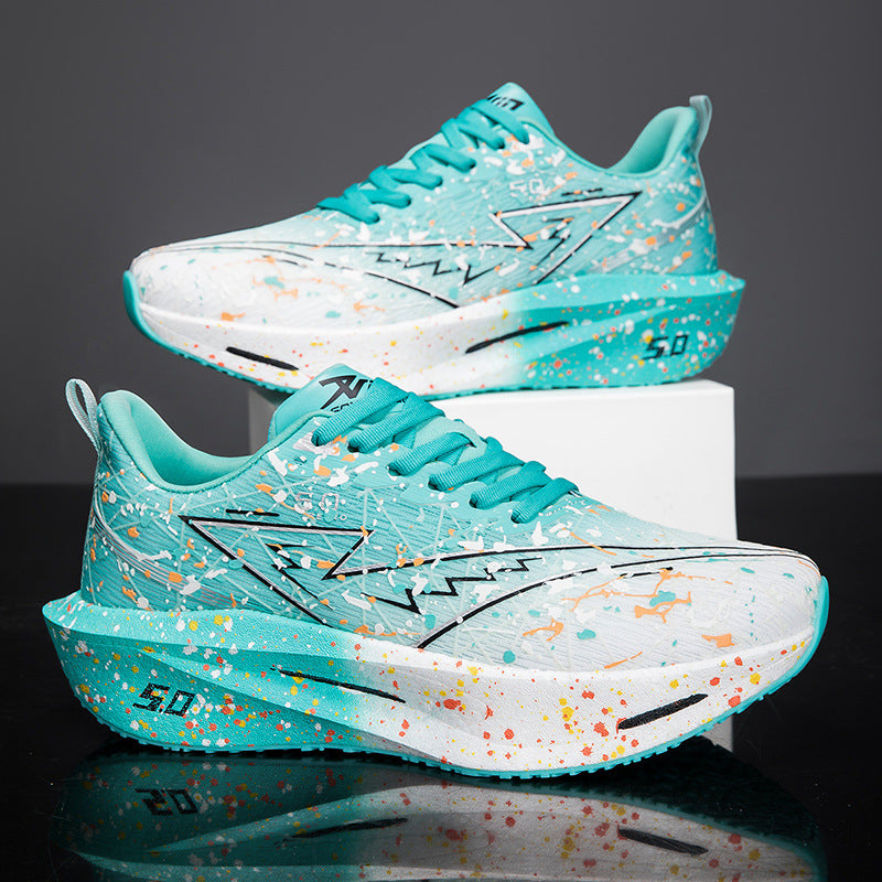 Iridescent Patchwork Sneakers – Holographic Fashion Running Shoes