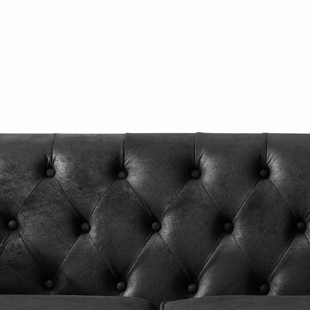Chesterfield Loveseat, High Tech Fabric Roll Armrest