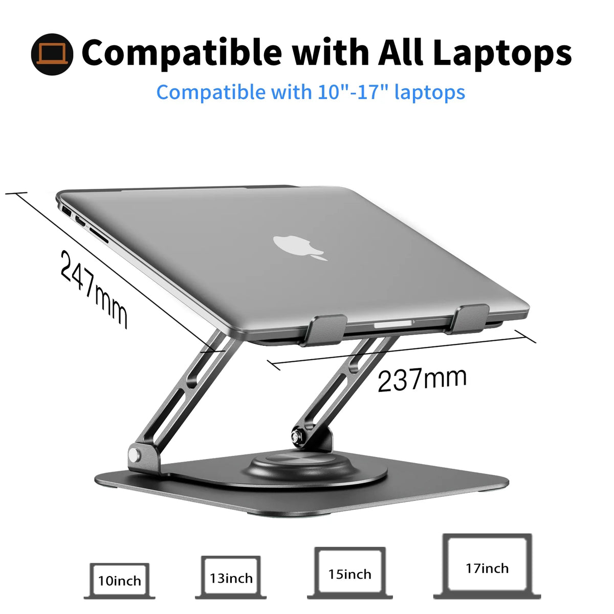 Laptop Stand for Desk, Foldable & Portable Computer Stand 360° Rotating, for 10-16" Laptops