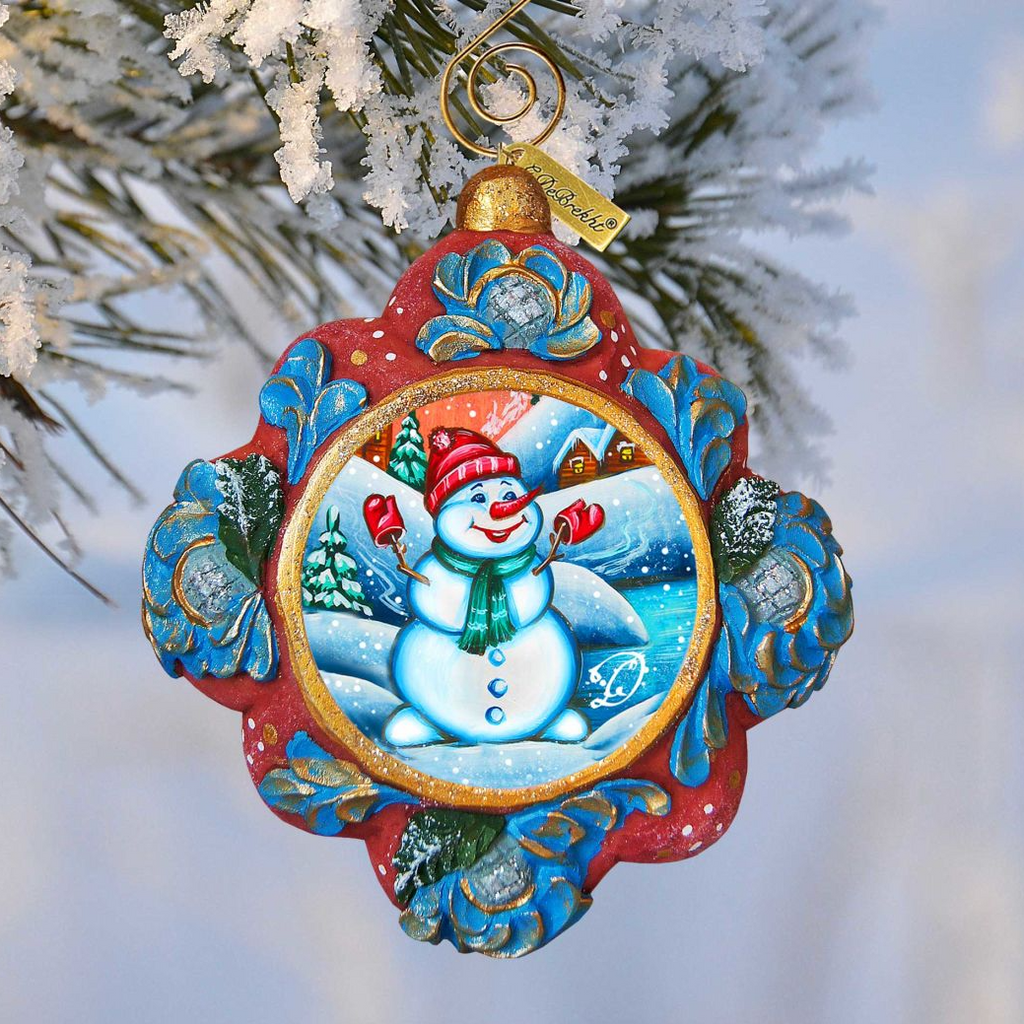 Snowman Sculpted Hand-Painted Christmas Ornament by G. DeBrekht - Christmas Santa Snowman Decor - 6102443