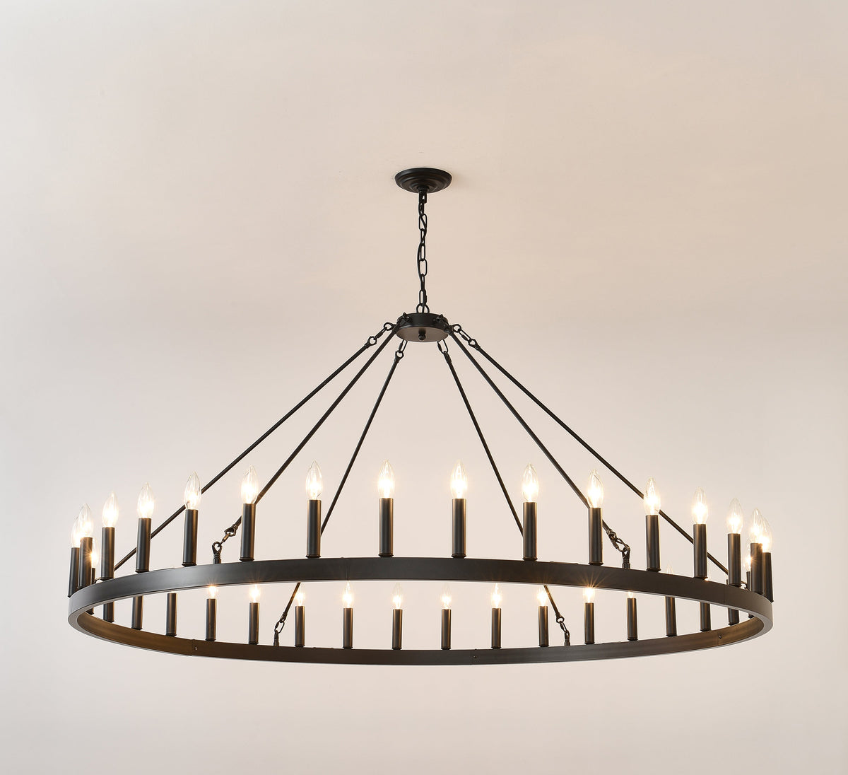 59.1 Inch 36-Light Wagon Wheel Chandelier
