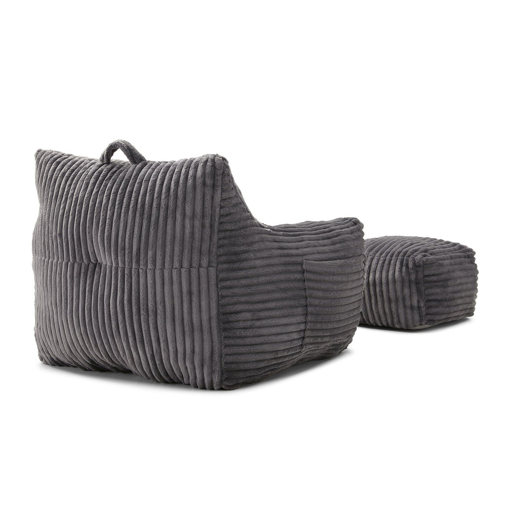 Giant Bean Bag Chair With Armrests And Footstool