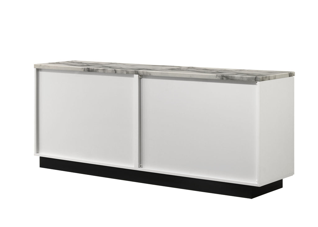 Matilda Cabinet Console Table with White Faux Marble Top
