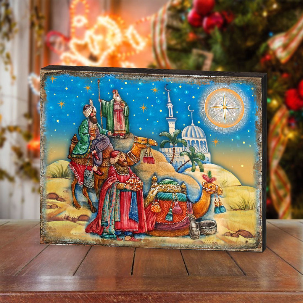 Three Kings Nativity Wooden Wall Art by G. DeBrekht - Nativity Holiday Decor - 8173853B