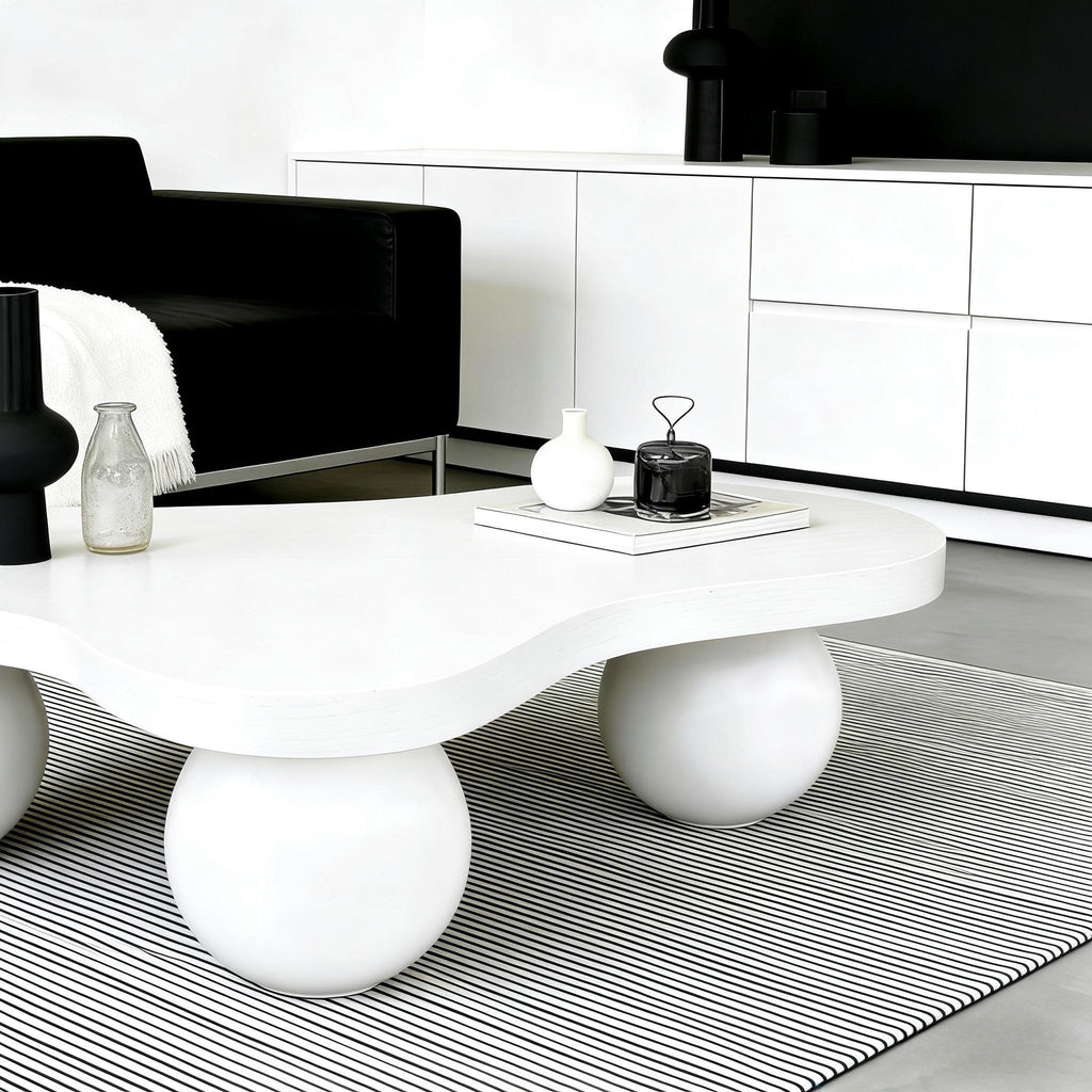 Cloud Shaped Coffee Table With 3 Ball Legs For Living Room