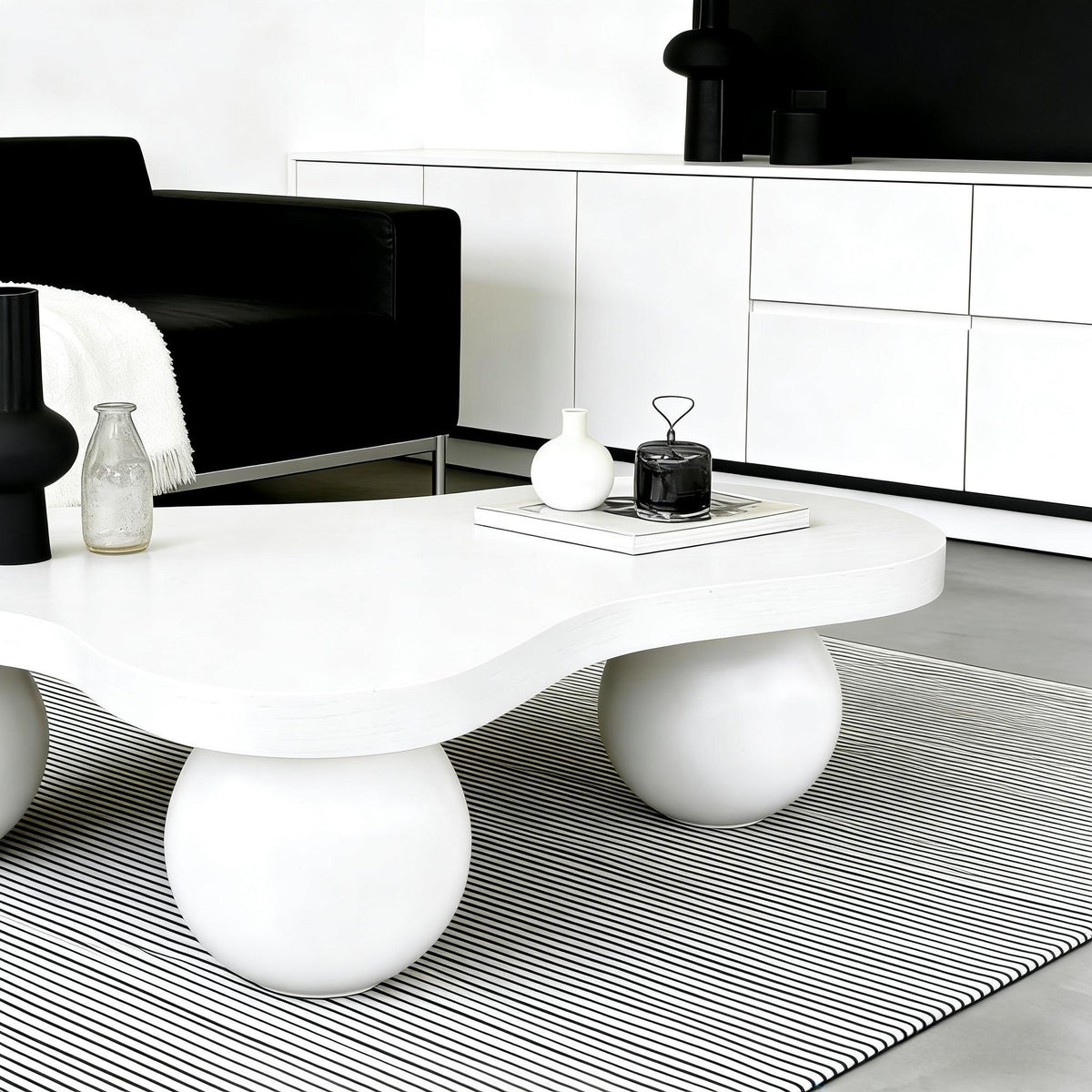 Cloud Shaped Coffee Table With 3 Ball Legs For Living Room