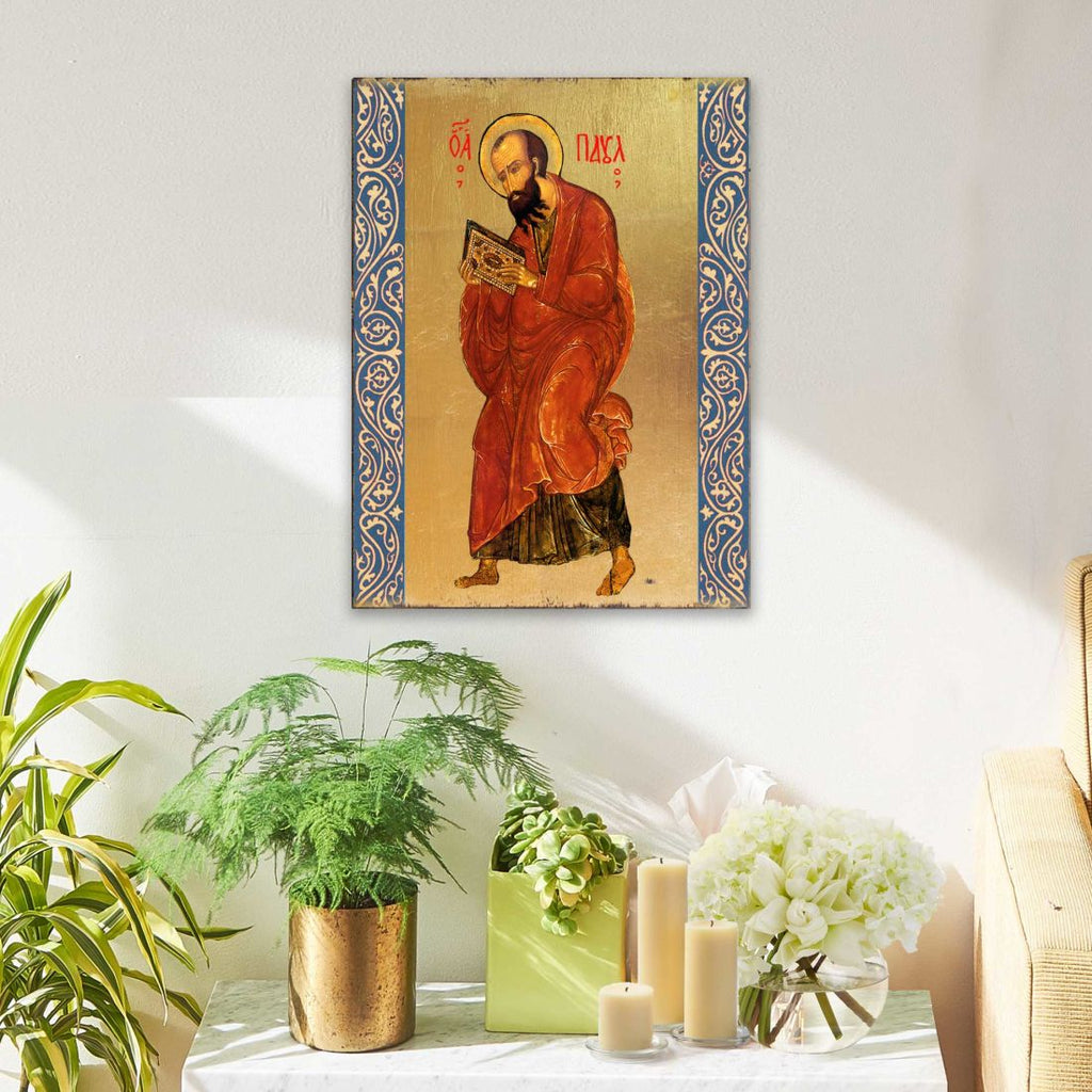 Saint Paul Wooden Gold Plated Religious Christian Sacred Icon - Inspirational Icon Decor - 85035