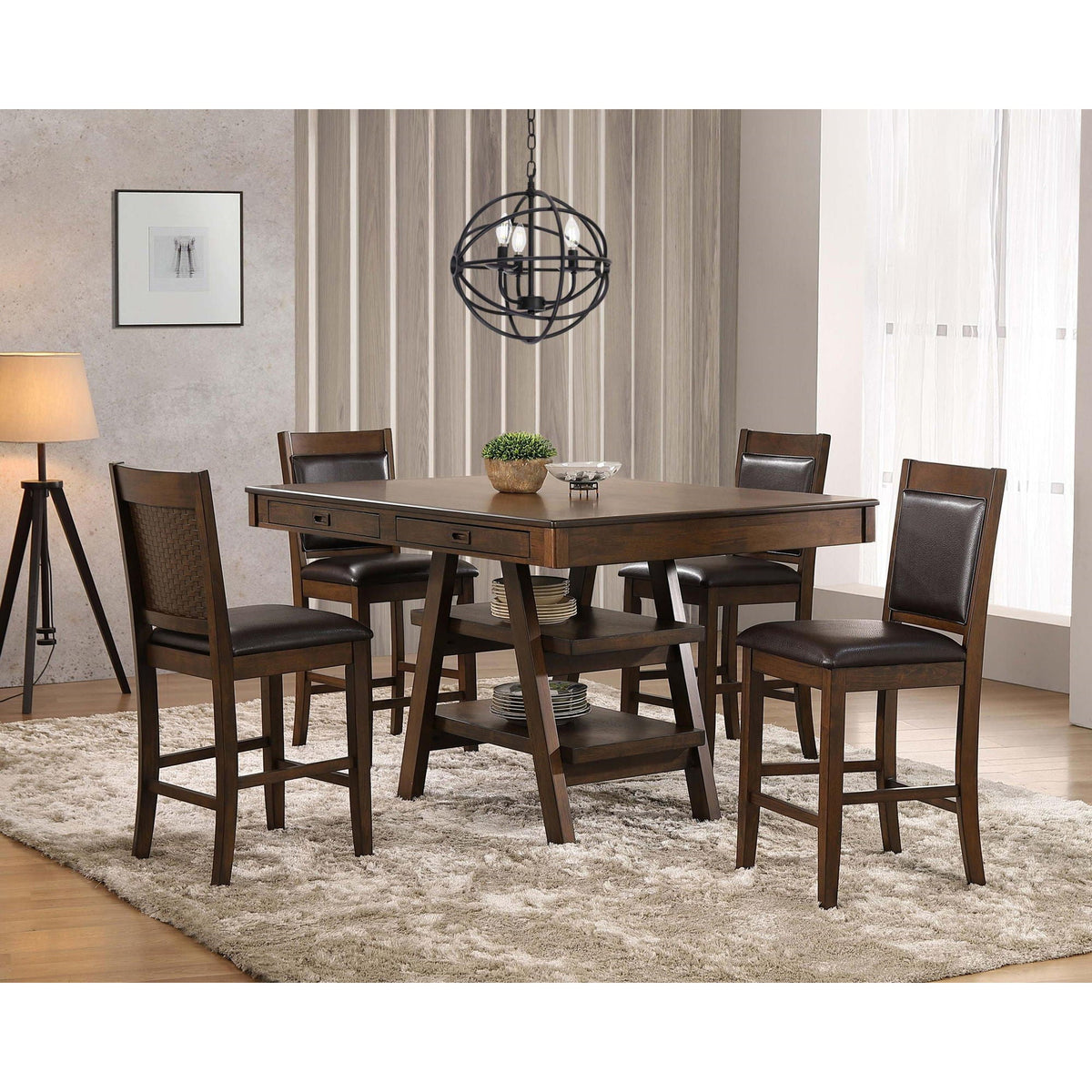 Dewey - Upholstered Counter Chair (Set of 2) - Walnut