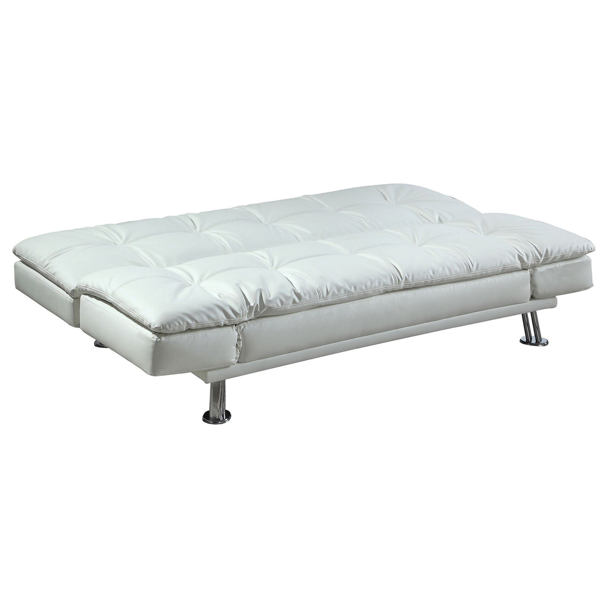 Kimpton - Upholstered Tufted Convertible Sofa Bed With Adjustable Arms Legs - White
