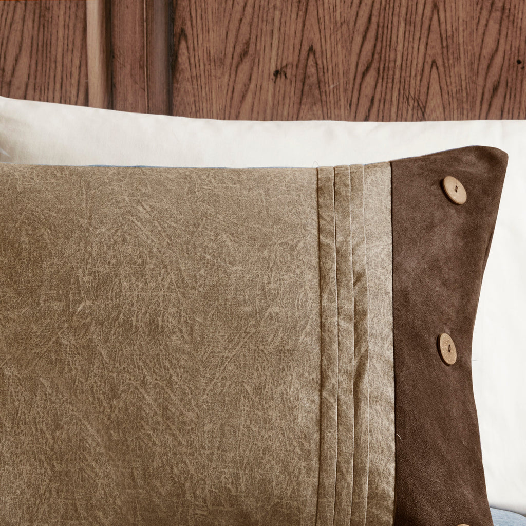 7 Piece Faux Suede Comforter Set Brown California King