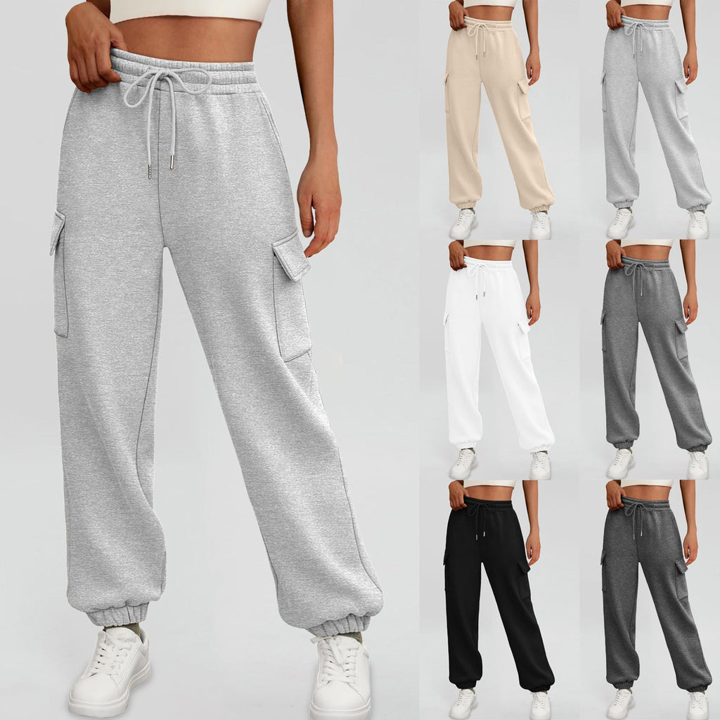 Women's Fleece-Lined Baggy Jogger Pants – High Waist with Pockets
