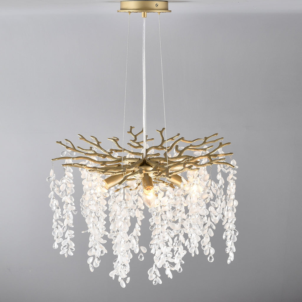 6-Light Chandelier Crystal Ceiling Lamp in Gold