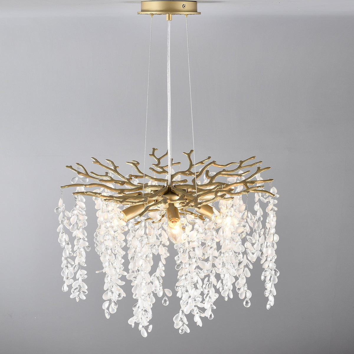 6-Light Chandelier Crystal Ceiling Lamp in Gold
