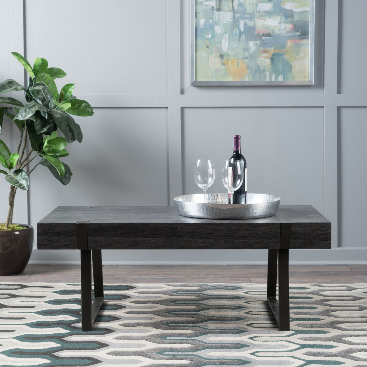 Abitha Coffee Table With Industrial Powder Coated Metal Legs