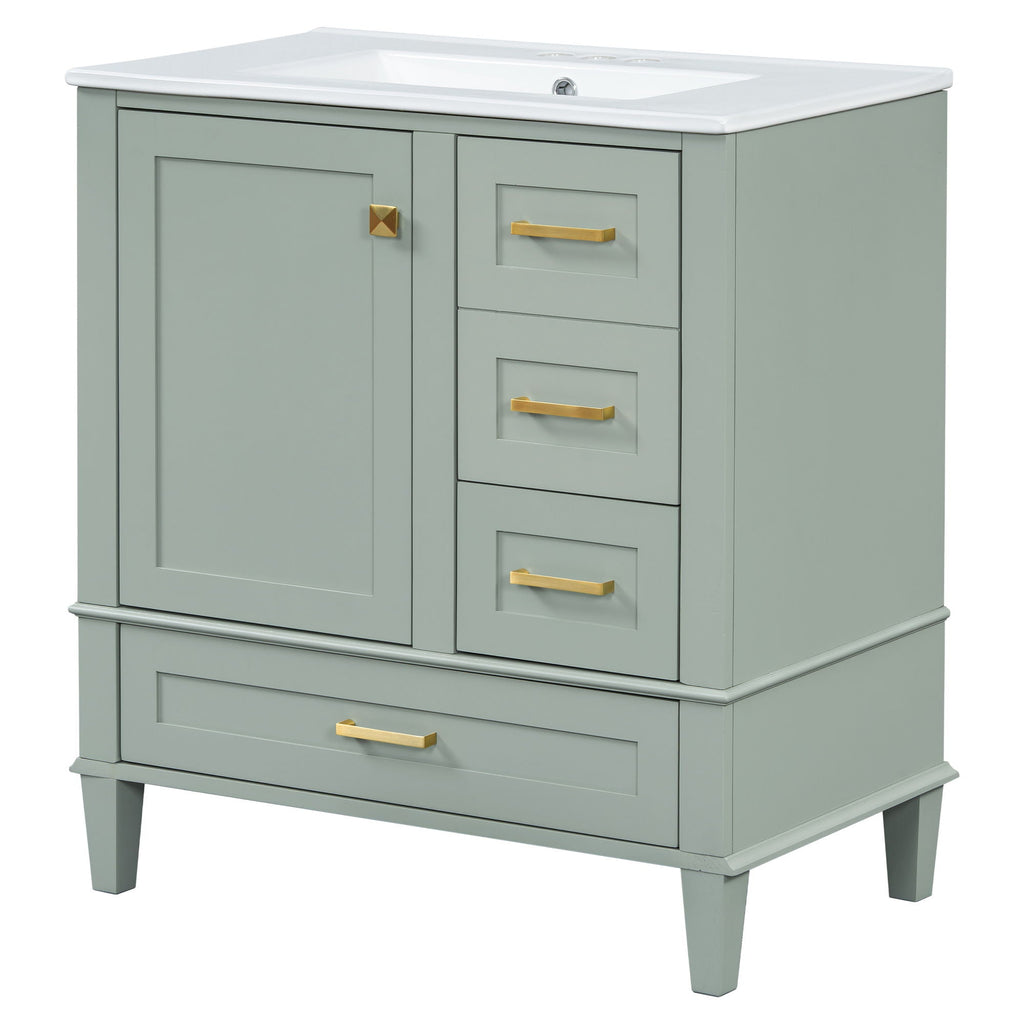 Bathroom Vanity, Modern Bathroom Cabinet With Sink Combo Set, Bathroom Storage Cabinet With A Soft Closing Door And 3 Drawers, Solid Wood Frame