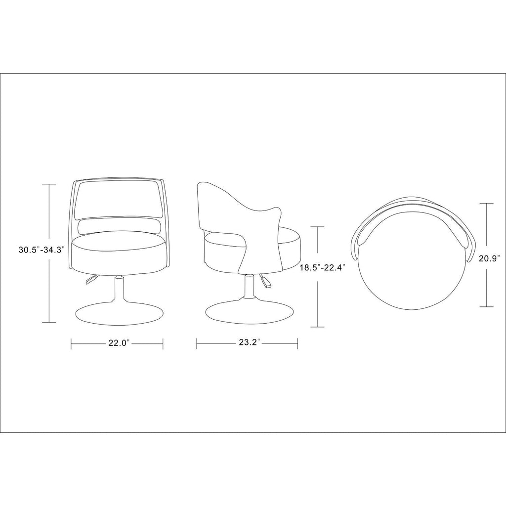 Salon - Swivel Lounge Chair 2 Tone Design With Adjustable Height And Full Swivel For Living Room - White