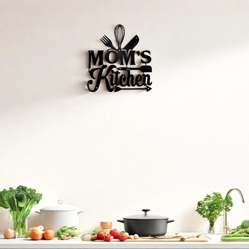 Kitchen Wall Art Decor,Black Kitchen Metal Sign for Kitchen Decoration, Metal Sign Rusticfarmhouse Kitchen Decor Hanging Decorative 11.5 X 10.6 Inch