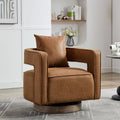 28.9"W Swivel Accent Open Back Barrel Chair in Brown PU