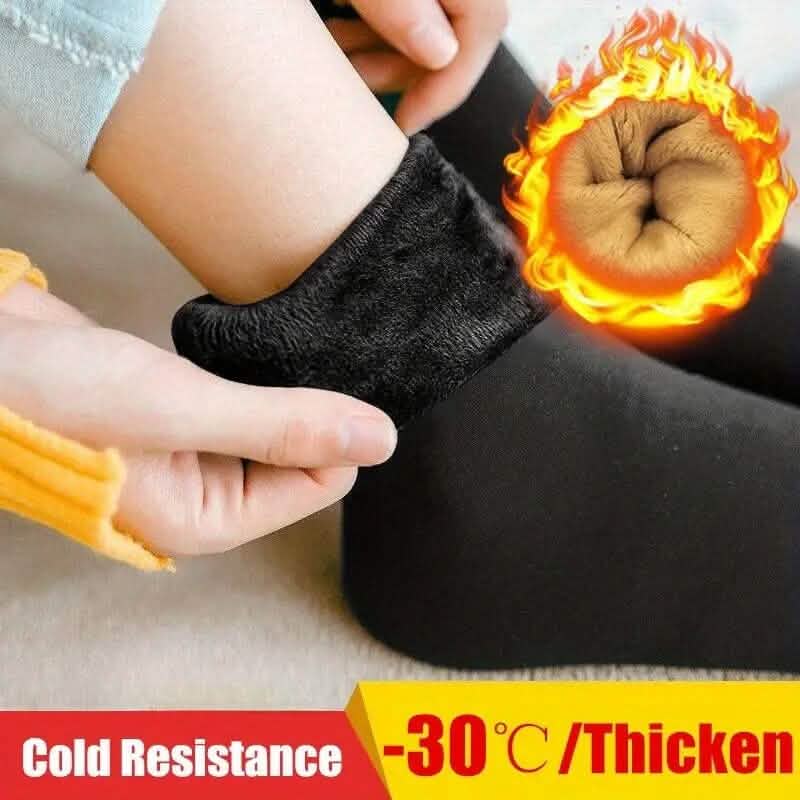 4-Pairs: Ultra-Soft Plush Lined Thermal Socks - Comfy Mid Tube Socks - Black