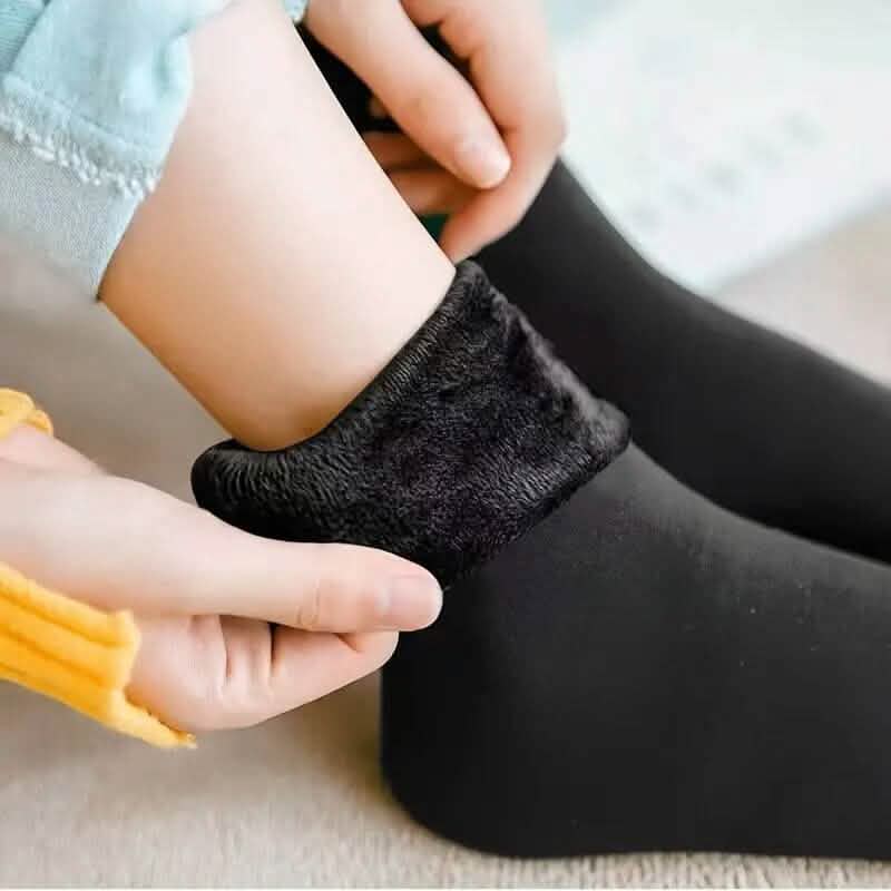 4-Pairs: Ultra-Soft Plush Lined Thermal Socks - Comfy Mid Tube Socks - Black