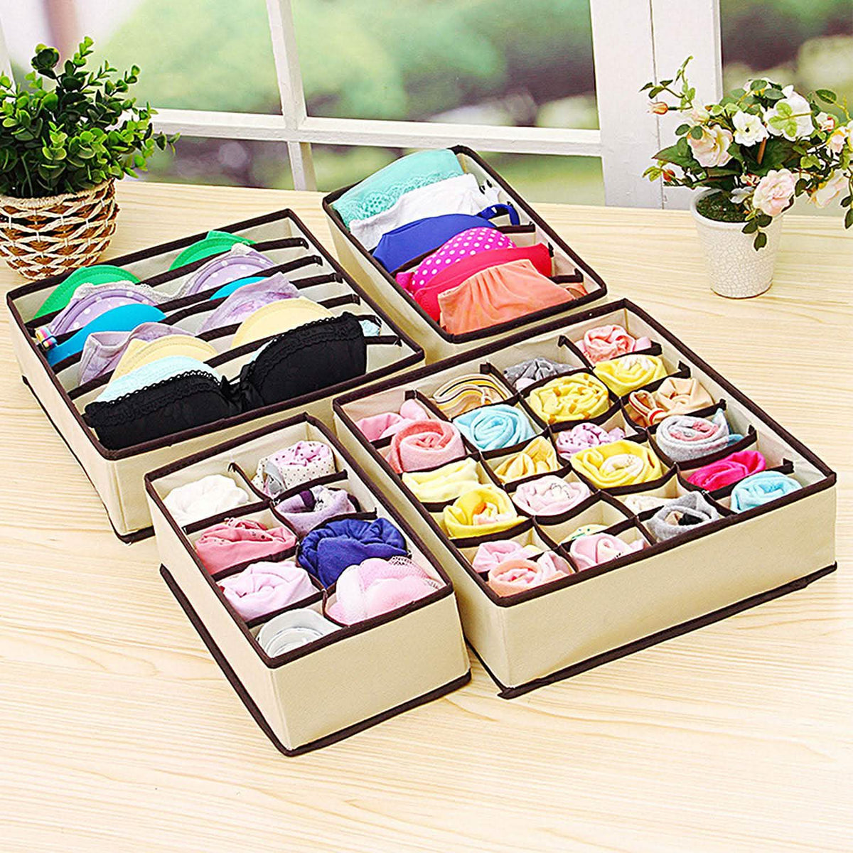 6-Pieces Set: Foldable Underwear Organizer Divider Container